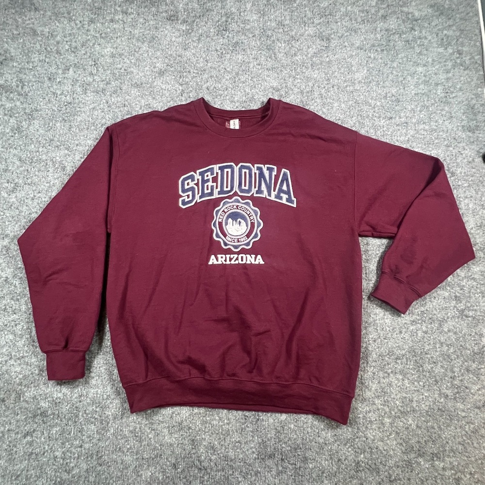 Gildan Sedona Red Rock Country Sweatshirt Mens Large Burgundy Heavy Blend Ribbed